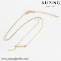 43893 Wholesale high quality simple design western style bar bone pendant horizontal stick chain gold necklace